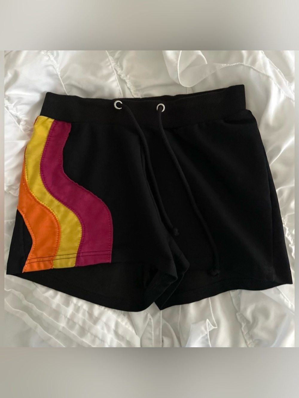 Women’s Black With Colorful Streaks Shorts